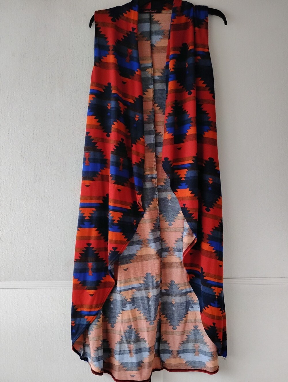 Boho Aztec Red & Blue Midi Skirt